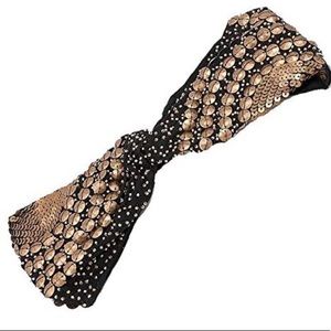 Pink Pewter Turban Headband